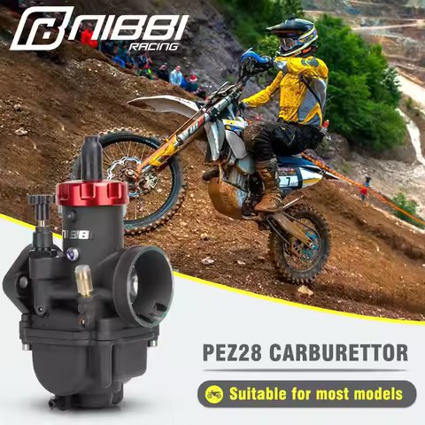 NIBBI Motorcycle PEZ 28mm Flange Racing Carburetor with Power Jet Fit Yamaha Suzuki Honda 200cc-250cc Motocross Dirt Bike