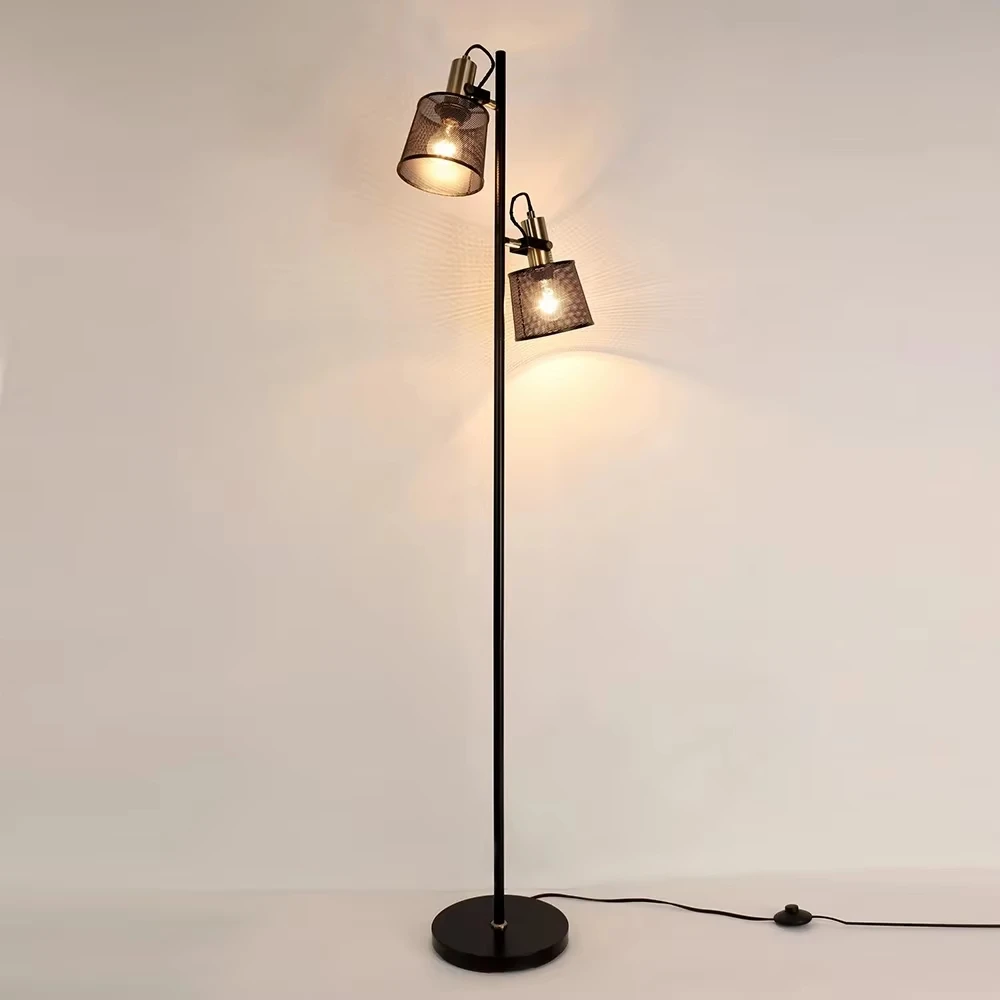 Modern Retro Lamp With Foot Switch Floor Lamp E27 Rotatable Living Room Bedroom Office Lamp Minimalist Industrial Style Black