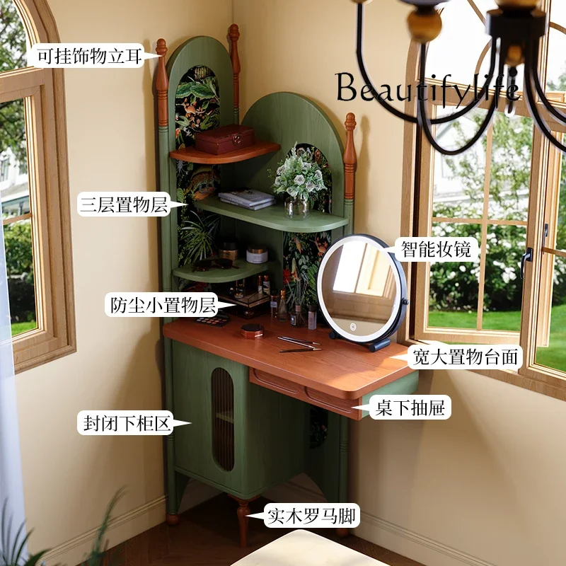 

yj32 French small apartment bedroom chest integrated high value pure solid wood makeup table dresser