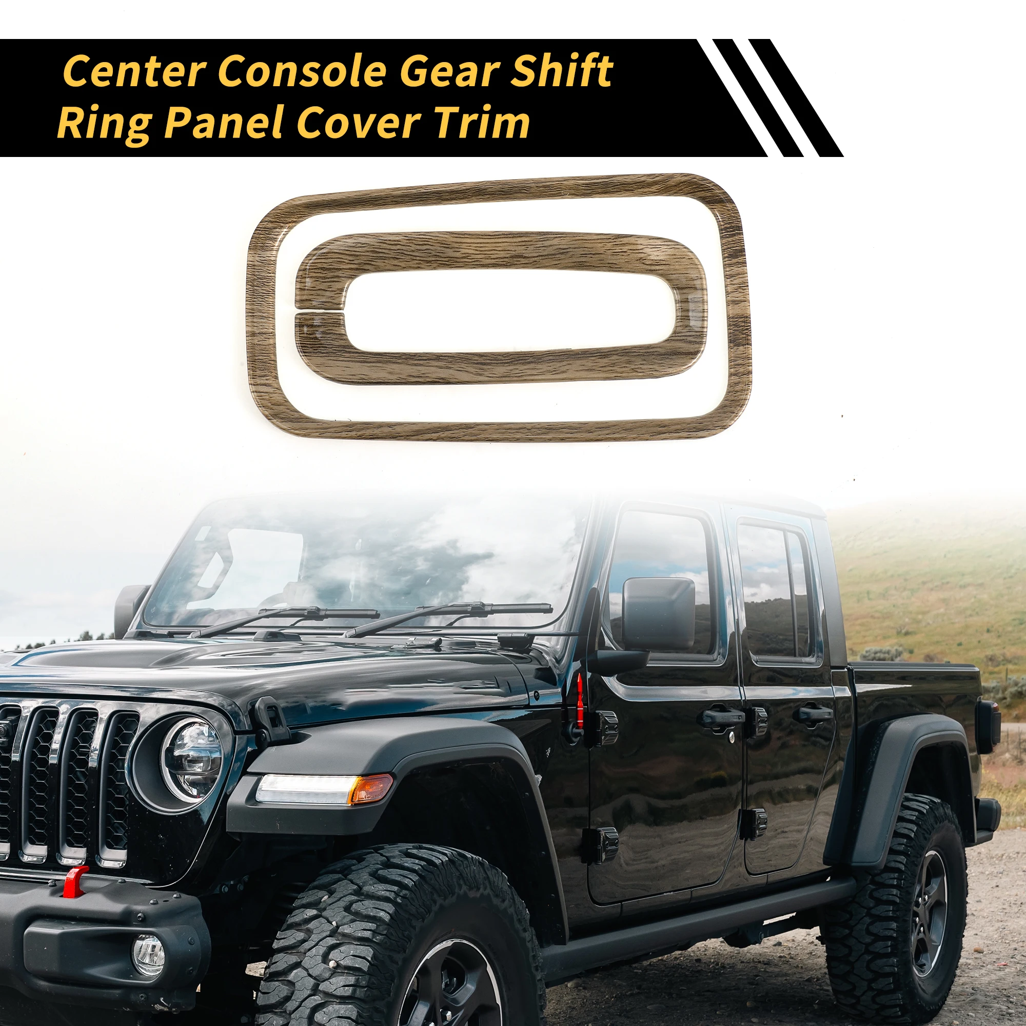 UXCELL 1 Set Center Console Gear Shift Ring Panel Cover Trim for Jeep Wrangler JK JKU 2011-2017 ABS Wood Pattern