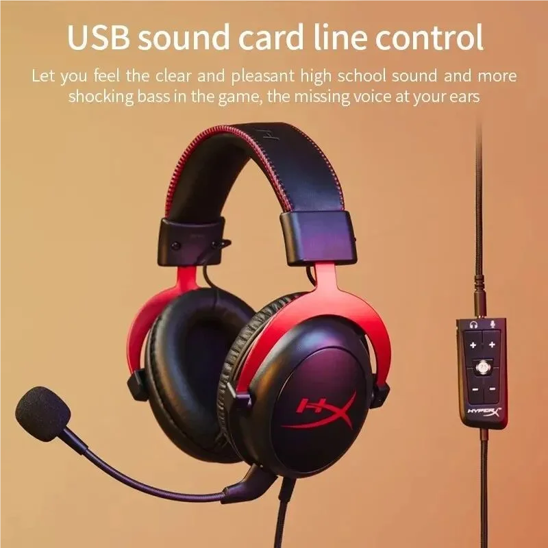 سماعة رأس سلكية أصلية للألعاب HyperX Cloud 2 II مع ميكروفون بصوت محيطي HiFi 7.1 للكمبيوتر الشخصي PS4