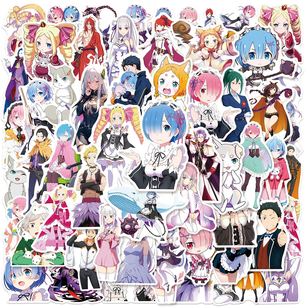 10/30/50pcs Re:Life in a Different World From Zero Anime Stickers Cute Rem Decals DIY Guitar Luggage Diary  Classic Anime Sticke