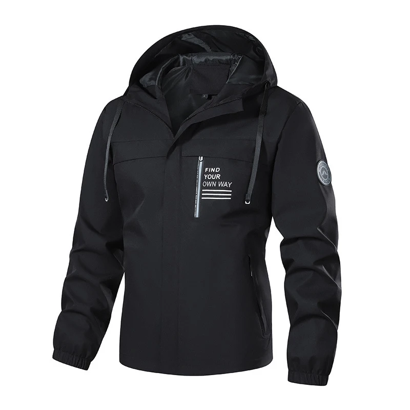 

Autumn Men's Waterproof Hiking Jackets Outdoor Men Quick Dry Climbing Hooded Coats Men Breathable Windbreaker Zipper Jacket 5XL