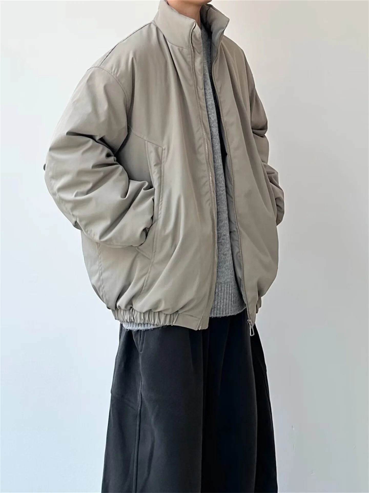 

Winter Cleanfit Stand Collar American Retro Color Casual Workwear Cotton Jaet Men's Loose Fit Youth Trend Thiened