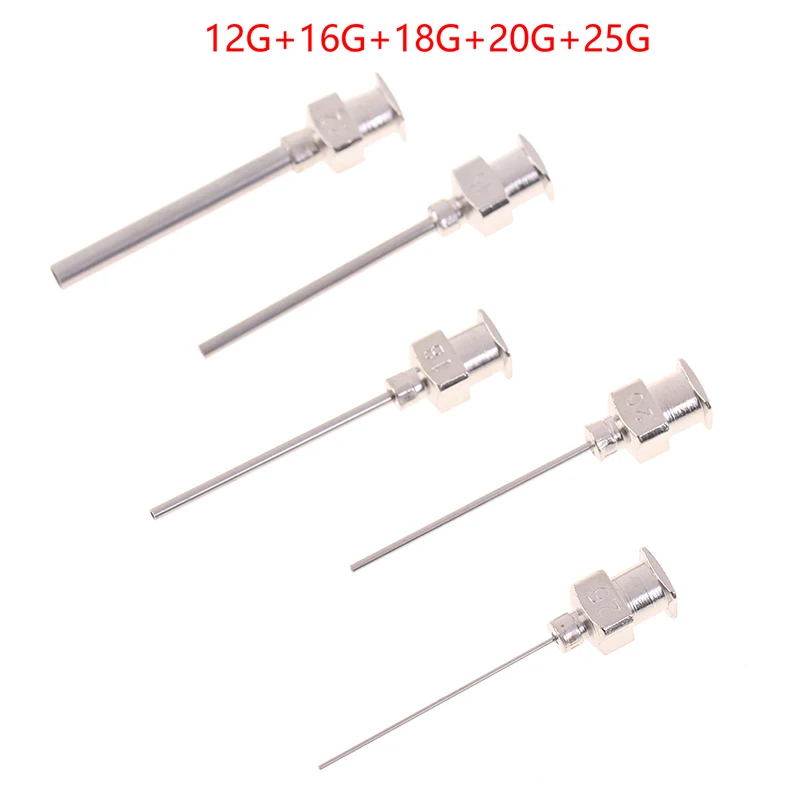 

5Pcs stainless steel Sliver Gauge Blunt Stainless Dispensing Syringe Needle Tip 12/16/18/20/25/38G