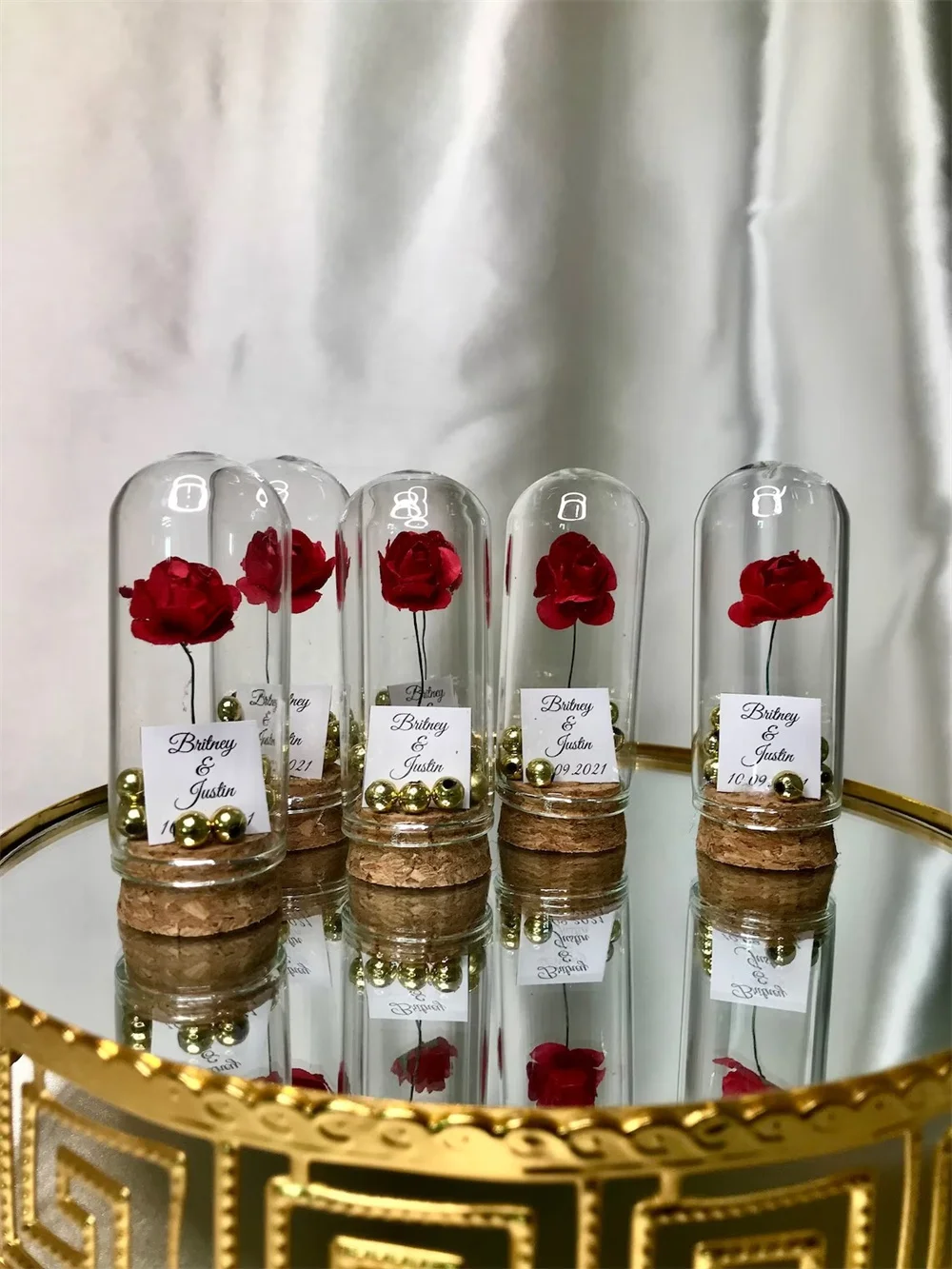 15pcs Beauty and the Beast Mini Glass Wedding Favors for Guests, Custom Favors, Sweet 16, Enchanted Rose Dome Favors