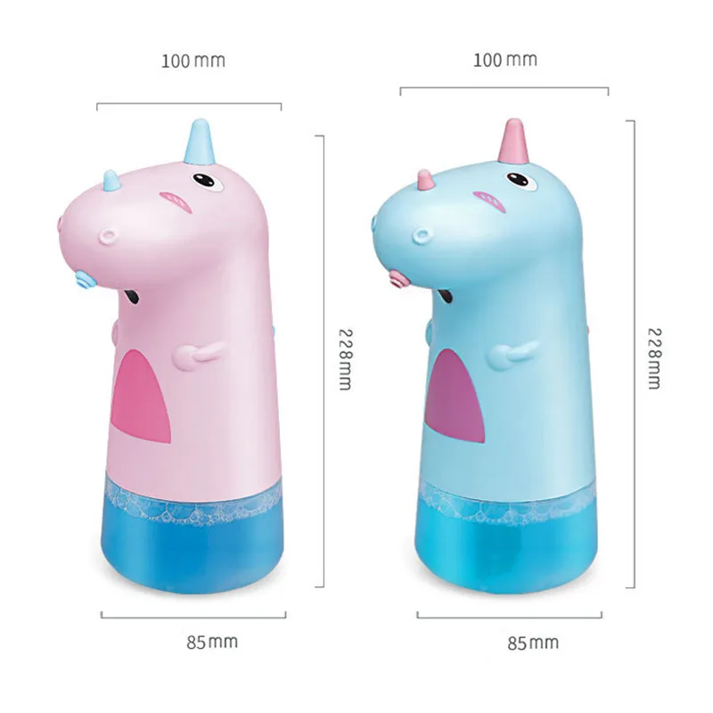 250ml Cute Unicorn Automatic Rechargeable Battery Soap Dispenser Foam Cartoon Touchless Hand Sanitizer Bottle ABS Kid Bathroom