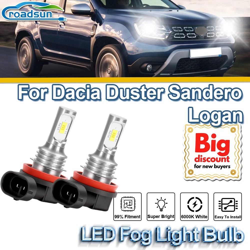 

ROADSUN для Dacia Duster Sandero Logan, высококачественные светодиодные противотуманные фары Canbus, Plug and Play, 150 Вт, ампулы противотуманных фар, супер яркие