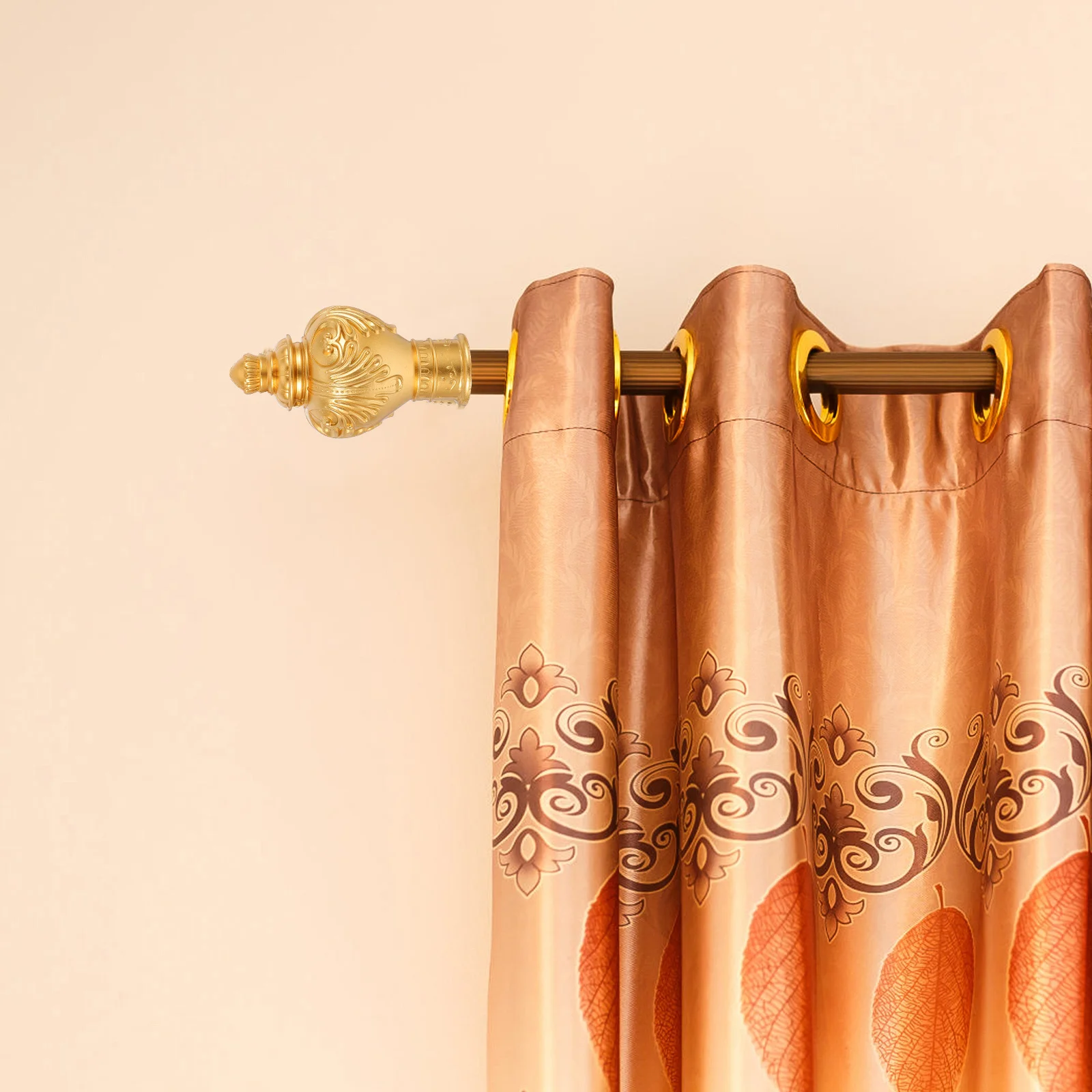 

10pcs Curtain Rod Decorative Head 26-28Mm Gold Roman Finials Easy Install No Tools Vintage Style Drapery End Caps For Window