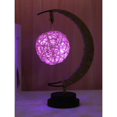 Ins Wind Iron Ornament Colourful Led Moon Star Shape Copper Wire Lamp Romantic Atmosphere Bedroom Decor Table Decoration