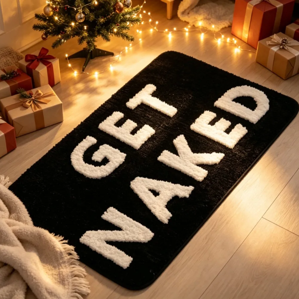 Christmas Gift Black and White Tufted Bathroom Mats 40x60cm/50x80cm Get Naked Bathtub Rugs for Apartment Decor Shower Mats
