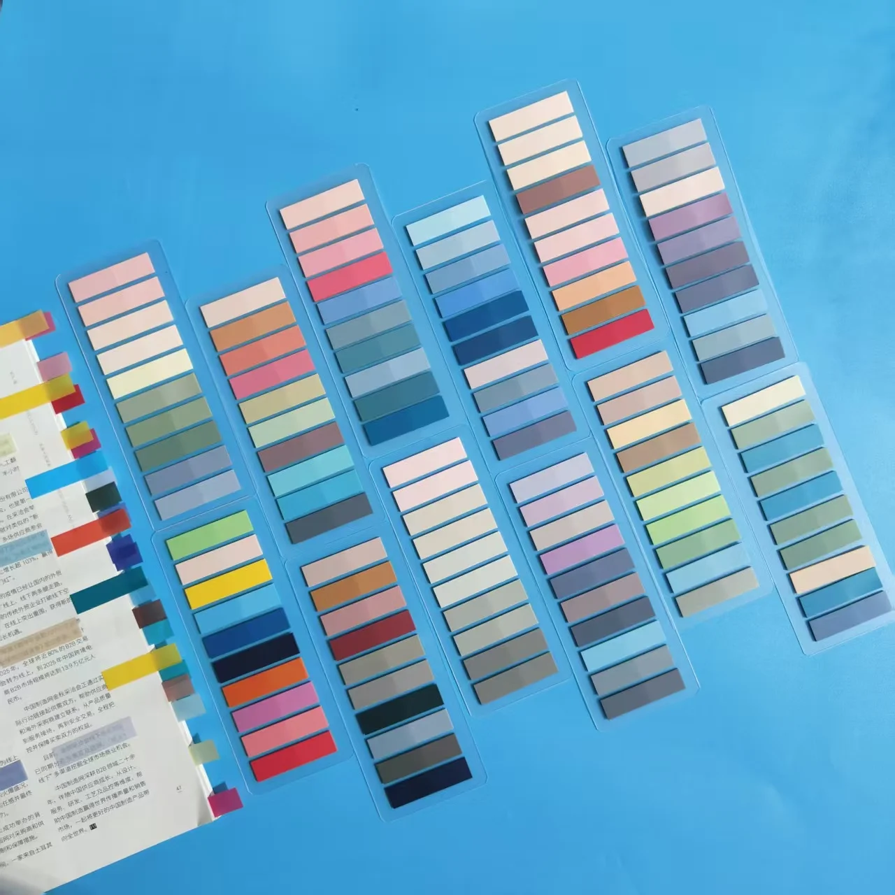 12 عبوة من الإشارات المرجعية لمؤشر الفلورسنت الشفاف من Morandi علامات الصفحة ذاتية اللصق ملاحظات لاصقة للإشارة المرجعية للمفكرة
