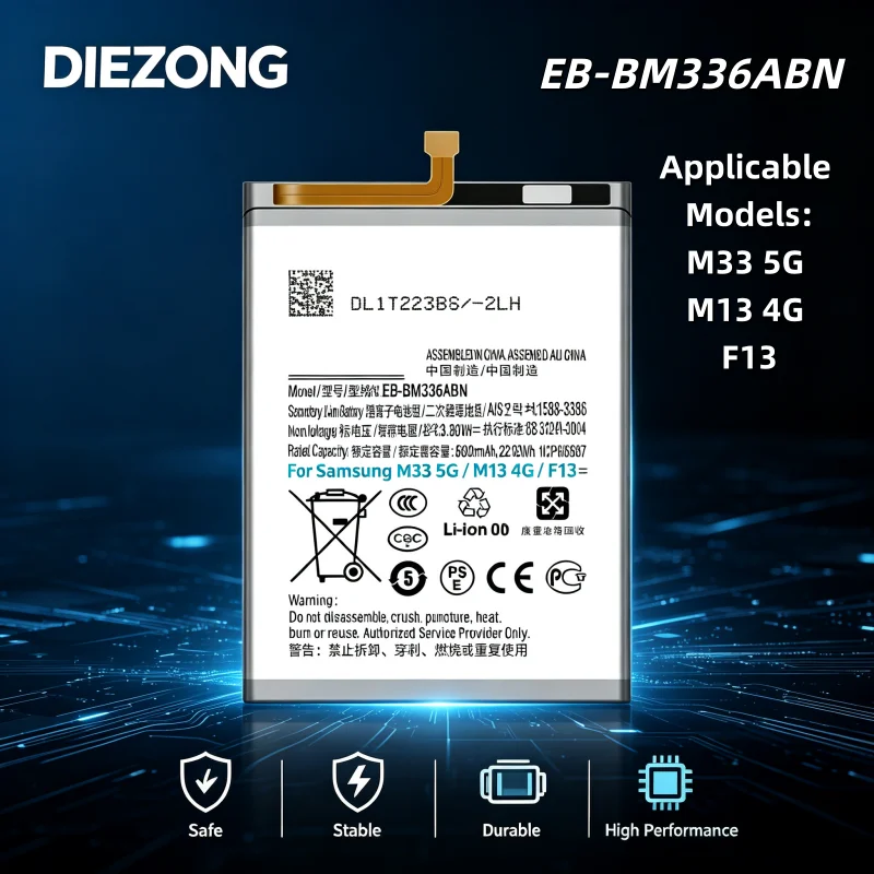 EB-BM336ABN Is Suitable for Samsung M33 5G/M13 4G/F13 Mobile Phone Battery 6000mah Large Capacity, Safe and Stable in Stock
