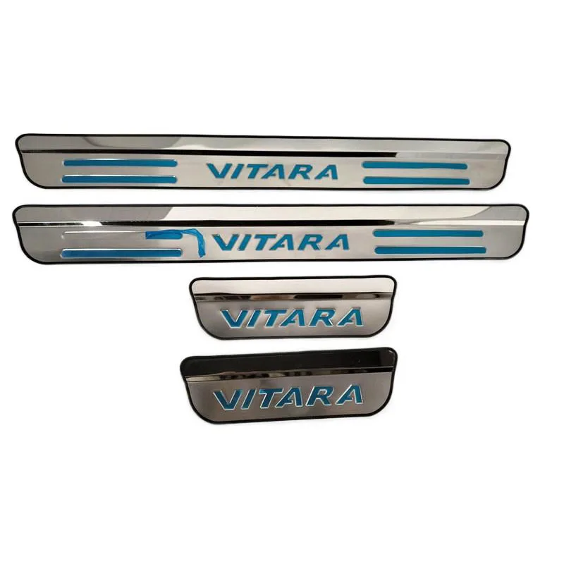 4Pcs/Lot Auto Stainless Steel Scuff Plate Decoration Cover Door Sill Pedal For 2015-2021 Suzuki VITARA LY Car Accessories