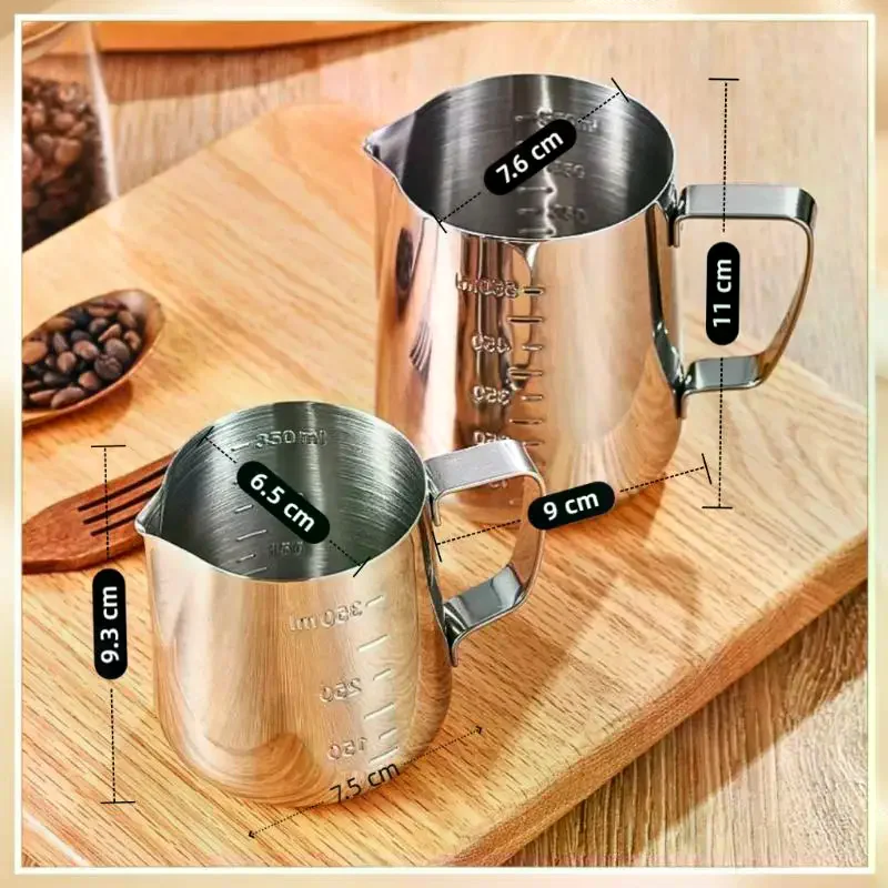 Stainless Steel Milk Frother Jug Coffee Milk Frothing Jug Latte Pitcher Measurement Jug Espresso Barista Tool Coffee Accessories view 6