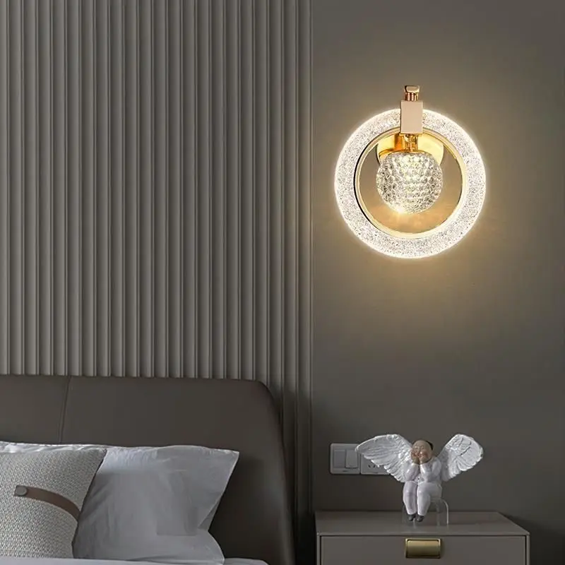 Nordic Postmortem Round Acrylic Wall Lamps Bedroom Beside Light Fixture Living Room Decor Illumination Entrance Light Fixture