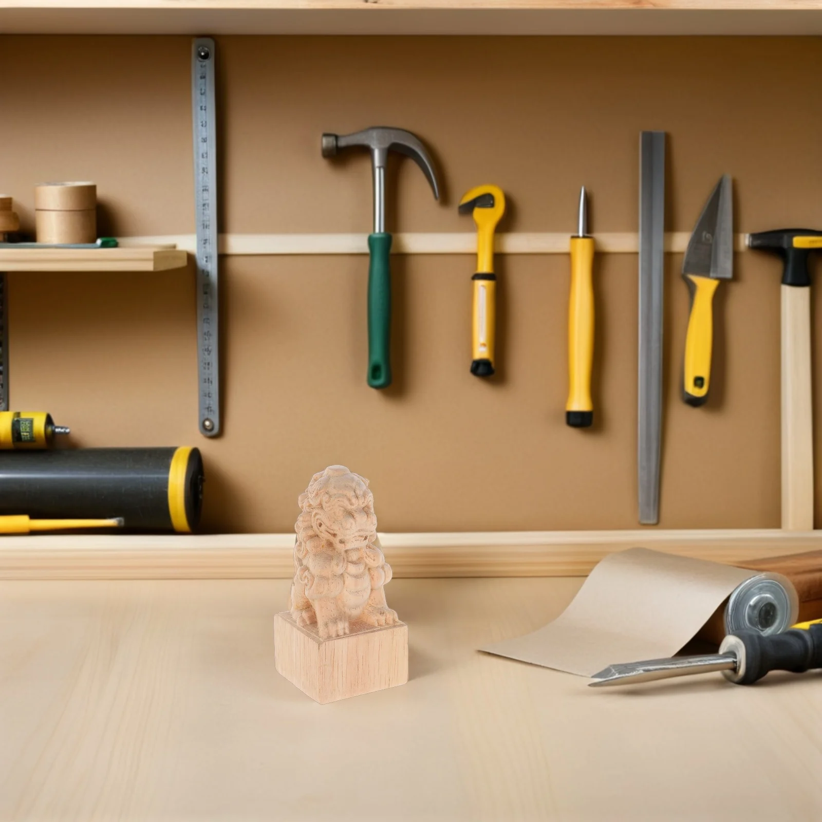 

2 Pcs Fence Finial Wood Decor Decorative Post Caps Delicate Carved Toppers Lion Finials