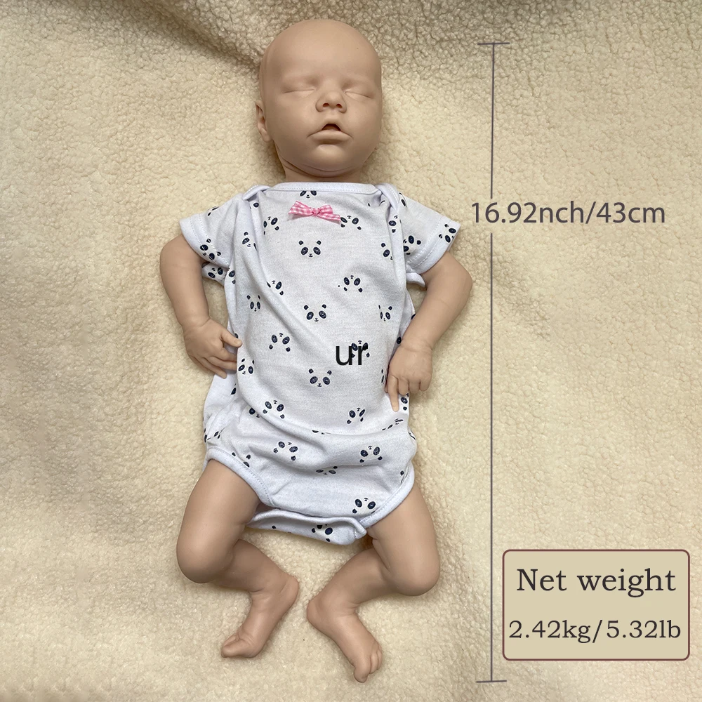 17" handgemachte Ganzkörper Silikon Reborn Baby Mädchen unbemalt DIY flexible Neugeborene Puppe Kinder Spielzeug Weihnachtsgeschenk Sammler