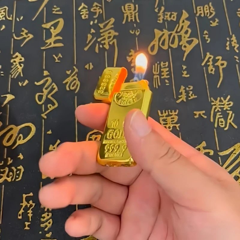 

Gold Bar Gas Inflatable Lighter Cigarette Accessories Butane Lighters Metal Windproof Lighter Men's Luxury Lighter Gift Gadgets