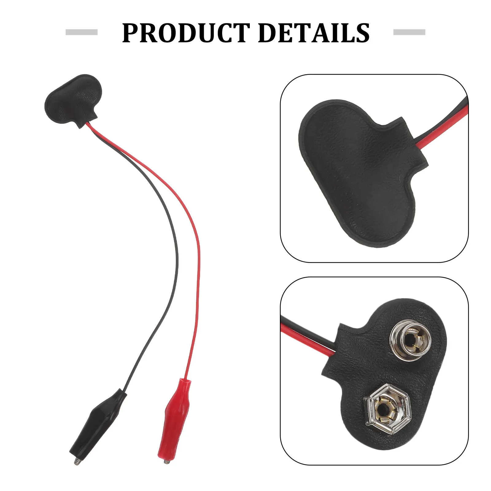 Dual Alligator Clip Battery Cables for STEM Students to Connect Batteries Quickly, 10 Pcs, 9V T-Type Connector, PVC/ABS/Copper