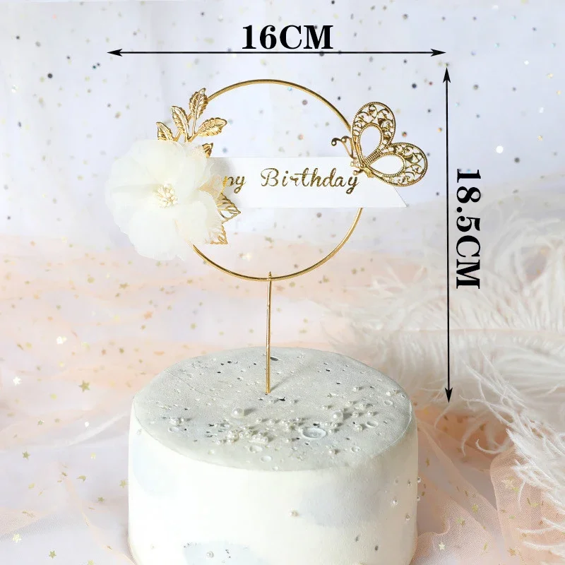 Corona di perle Cake Topper ghirlanda di ferro buon compleanno principe principessa tema torta nuziale Toppers decorazione bomboniere forniture per