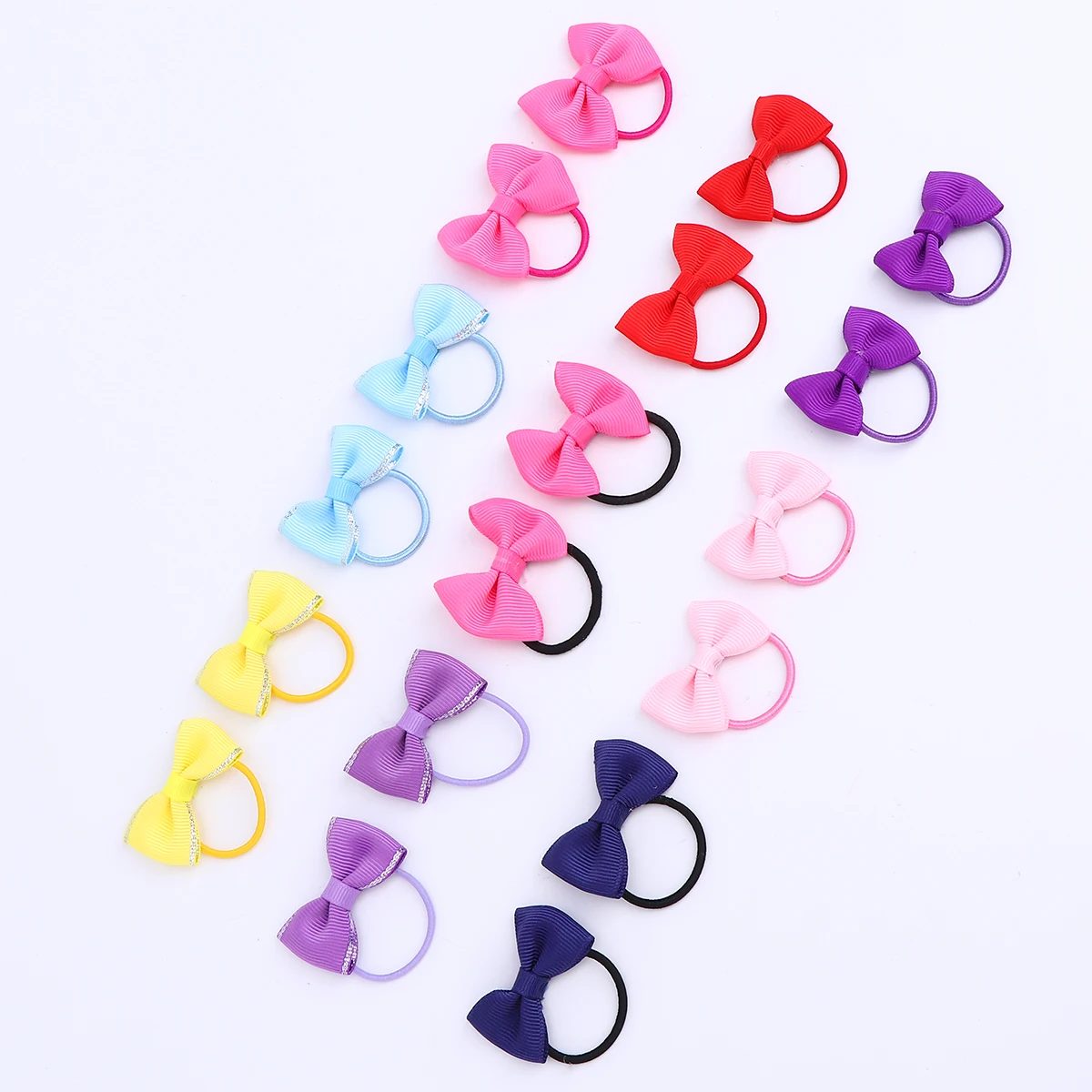 

18pcs Baby Ring Bands Girl Bows Elastic Ties Toddlers Small Ponytail Holders Accessories Boutique Bow Elastic Tie Pigtail Hair