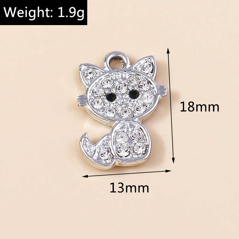 10 Stück niedliche Kristall-Legierungs-Anhänger in Tierform (Schildkröte, Eule, Elefant, Katze) zum Basteln von Halsketten, Ohrringen, DIY-Schmuck und Bastelarbeiten – Detail 14