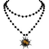 Halloween Punk Gothic Emo Grunge Sun Black Bead Choker Necklace for Women Mom Teen Girls Jewelry Christmas Jewelry Gifts for Her