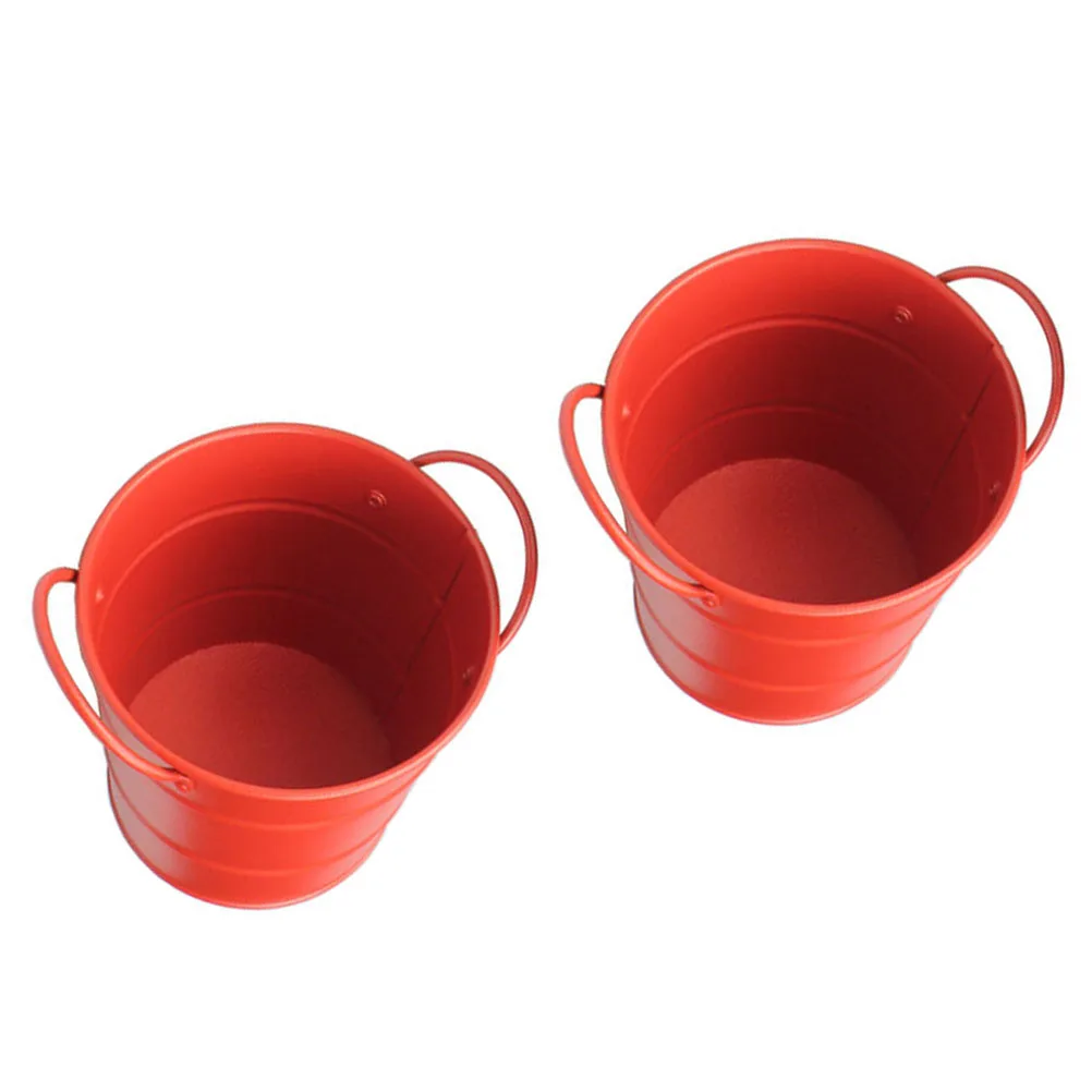 

2pcs Mini Iron Snack Buckets Red Color Food Containers for Party Chips Storage Kitchen Bar Accessories Fried Chicken Bucket