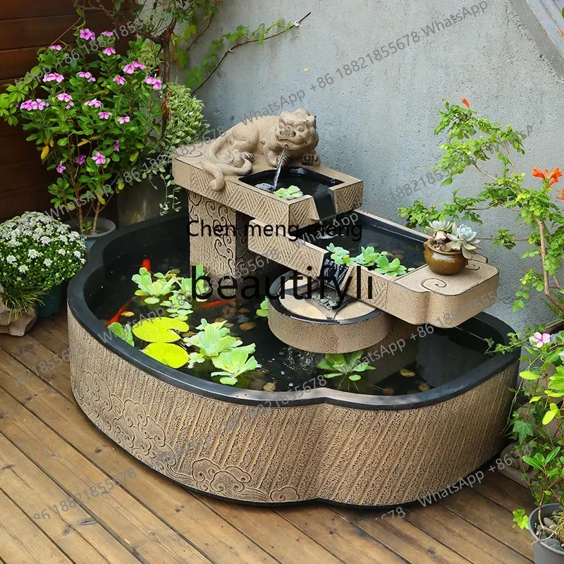 

N178 G New Chinese-style courtyard garden flowing water fish pond outdoor, ornament large fish tank landscaping fountain pool