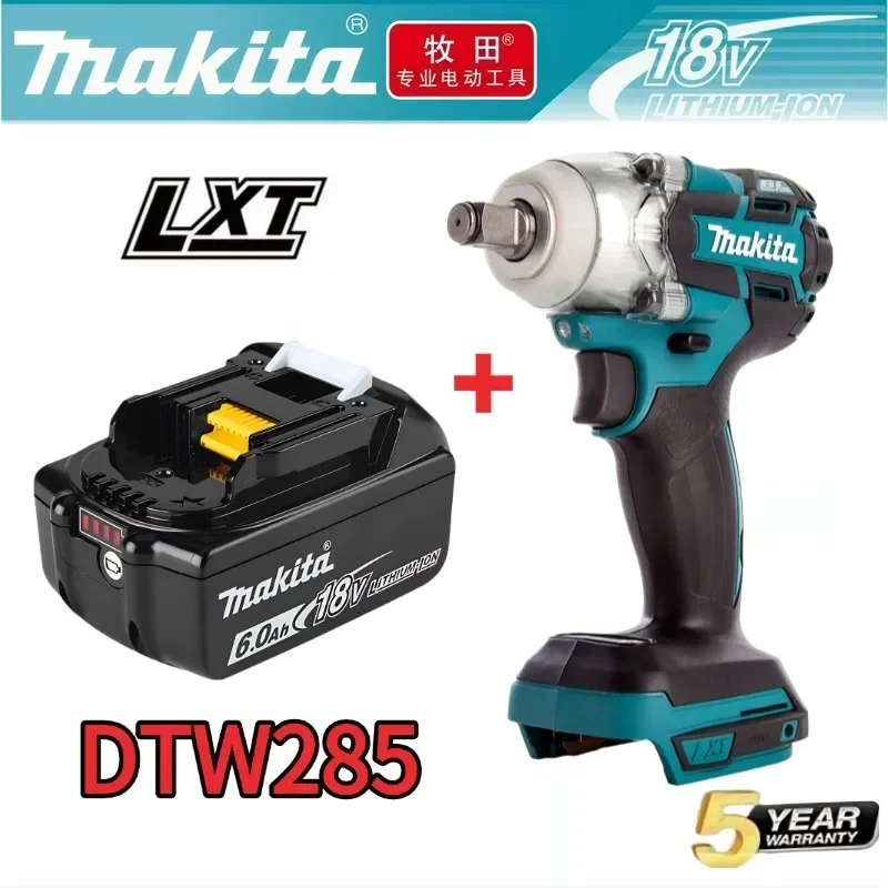 Clé à chocs sans fil Makita DTW285 520N.M, clé électrique sans fil, outil rechargeable à couple élevé, batterie Makita 18V