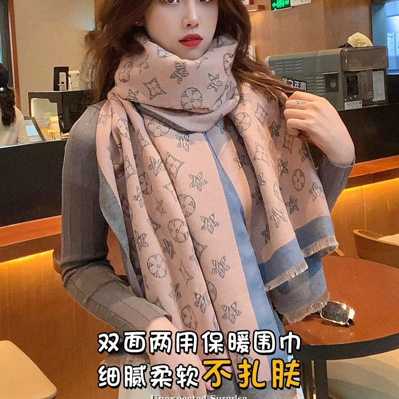 Winter Warm Women Scarf Luxury Double Sided Imitation Cashmere Shawl Wraps Bufanda Female Pashmina Blanket Travel Poncho Stoles