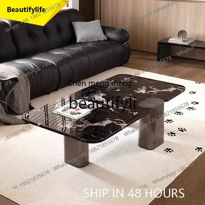 

2003 Modern Designer Black Rose Luxury Stone Marble Coffee Table Living Room Rectangular Low Table