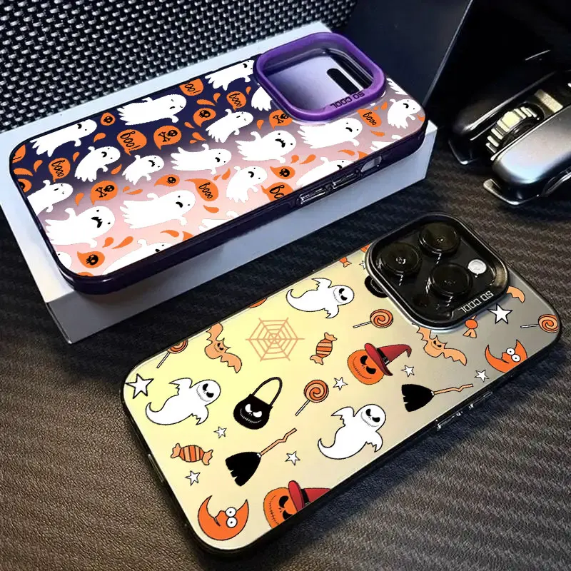 Halloween Happy Ghost Coque per Apple iPhone 17 Air 16e 16 14 15 13 11 Pro Max 15 Plus 12 17 ProMax Custodia antiurto per telefono