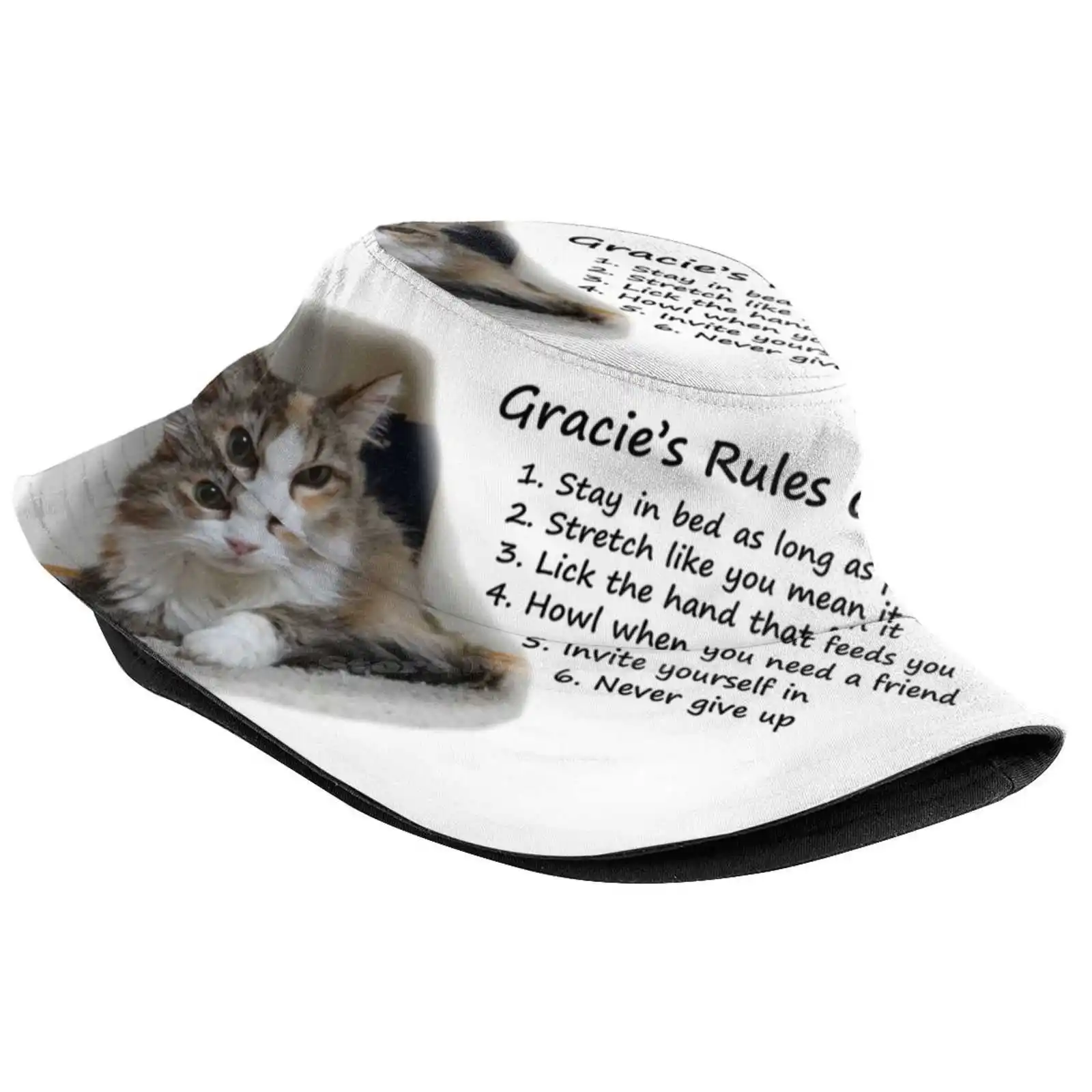 Gracie'S Rules Of Life Sun Cap Fisherman Hat Bucket Hats Gracie Cat Life Lsg