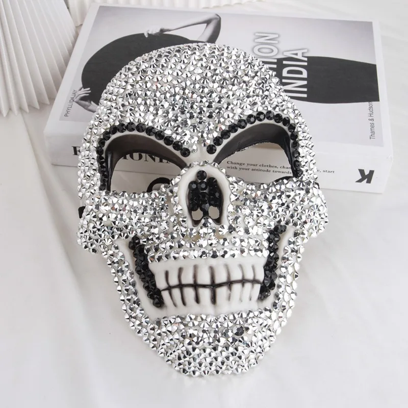 ​ ​ ​ ​ ​ ​ ​ Elegante máscara de mascarada con diamantes de imitación para fiesta de Halloween, baile y carnaval, máscara de ojos de estilo veneciano brillante para mujeres y hombres