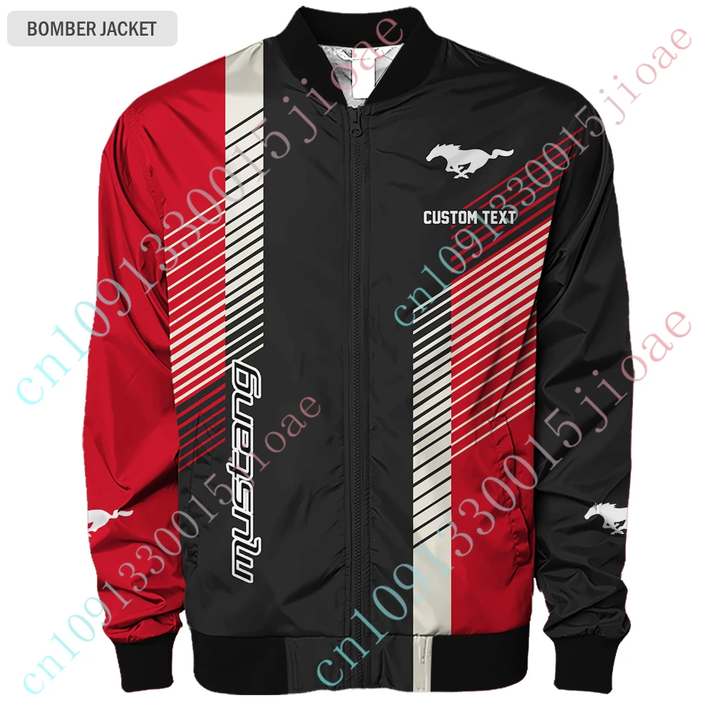 

Mustang Bomber Jacket Harajuku Parkas Windbreaker Thick Coat Techwear Baseball Uniform Jackets For Men's Clothing Custom Logo