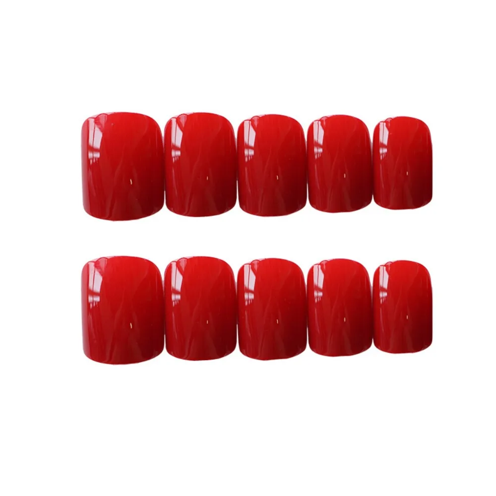 24pcs Detachable Short Square Head False Nails Solid Color Ballerina Press False Nails Full Cover Manicure Tool