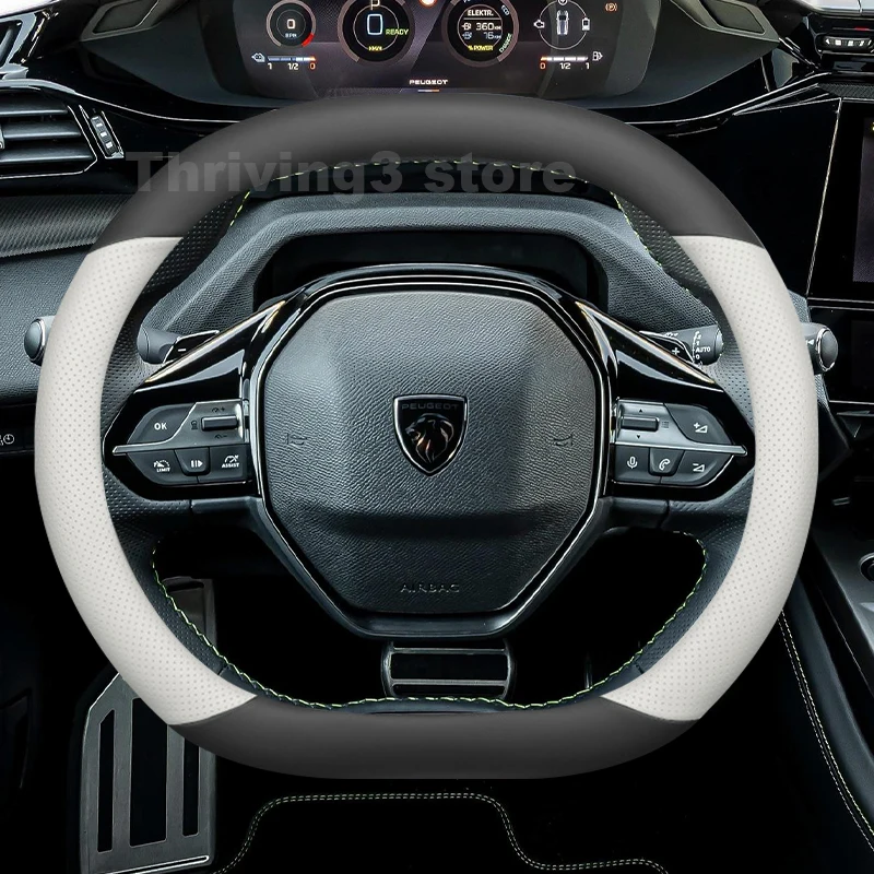 

Leather Car Steering Wheel Cover For Peugeot 308 SW GT 2021-2026 Covers For Covers Auto interior Peugeot 308 2025 Accessories