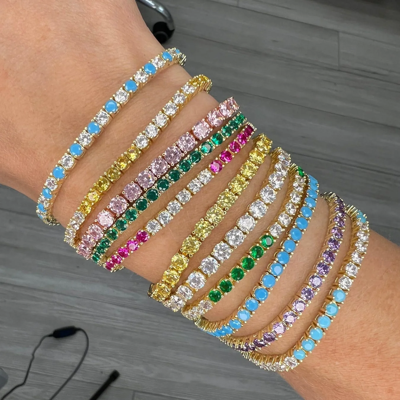 Sdzstone NEW Arrived Fashion Women Jewelry Gold Color High Quality 5A Cubic Zirconia Colorful CZ Tennis Chain Bracelet