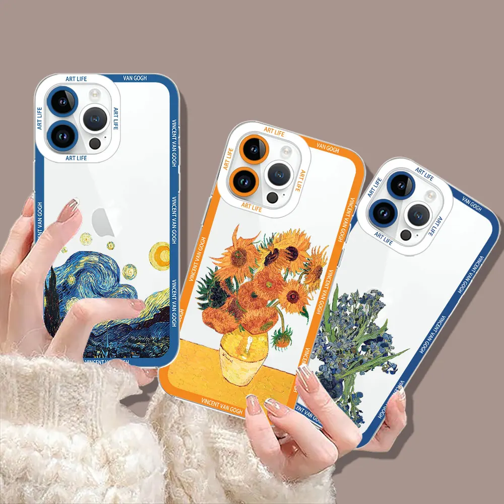 Van Gogh Art Sunflowers Starry Night Cover For VIVO V29E V27 V27E V25 V23 V23E V21E V21 V20 V20SE Y19 Y17 Y17S Y16 Y15S 5G Case