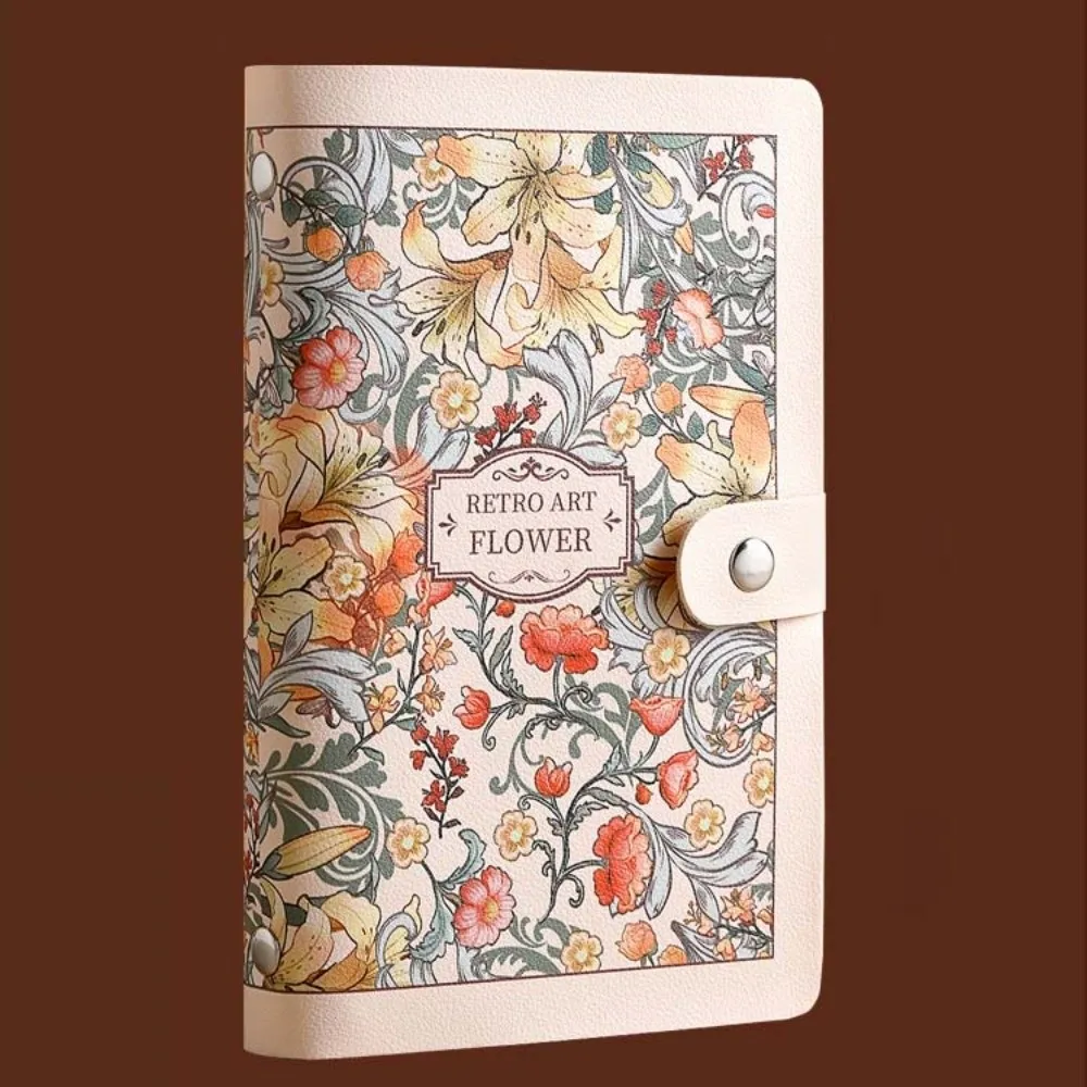 Quaderno con bottoni A6 per soldi Fiore stampato antispruzzo Acqua Contanti Budget Ledger Piano giornaliero Diario Blocco note Libro di risparmio in pelle