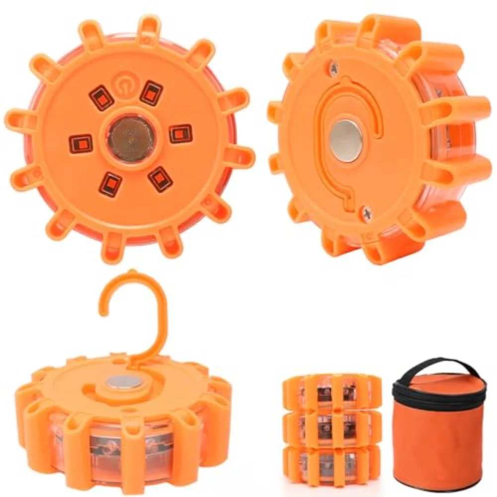 

3-Pack Waterproof LED Caution Lights with 9 Flash Modes for Signaling on Cars Trucks Boats and Outdoor Locations