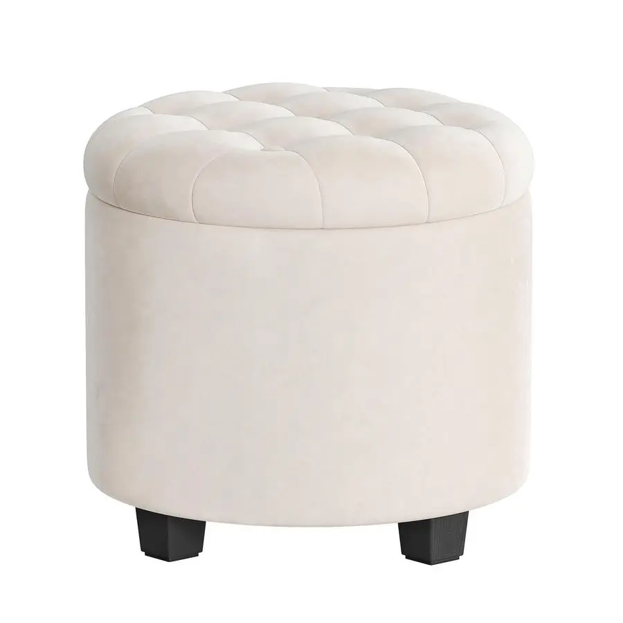 

Круглый пуф, пуф с отсеком для хранения, 45 x 45 x 44,5 см, подставка для ног с ножками, велюр, нагрузка до 150 кг, для гостиной