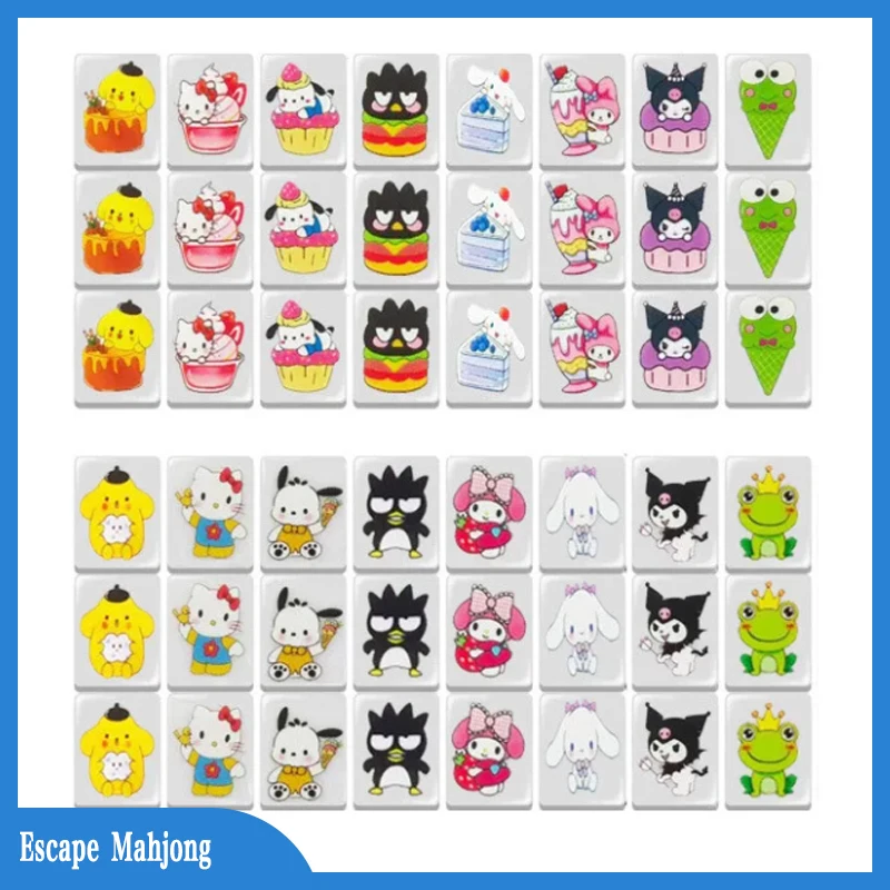 

64+1 Blocks Sanrio Hello Kitty Series Seaside Escape Mahjong Game Tiktok Popular Game Double Play Party Puzzle Toy Fun Game Gift