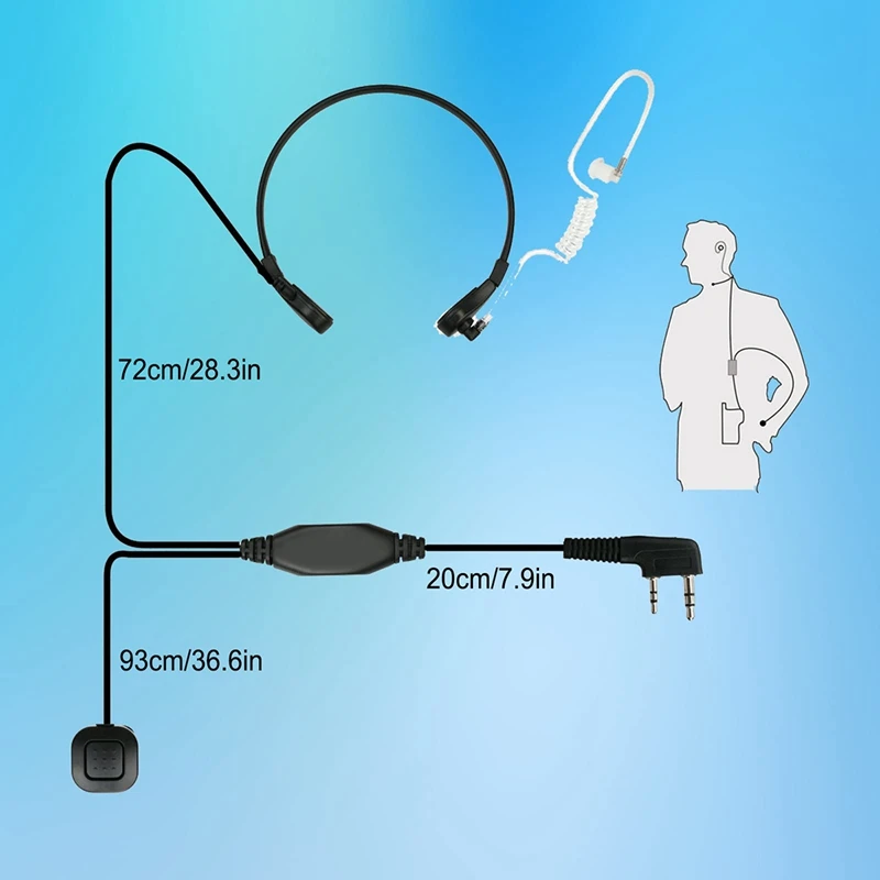 Replacement Spare Parts Accessories Throat Microphone Mic PTT Laryngofon Air Tube Headset Earpiece For UV-5R UV B5 GT-3TP UV-5X