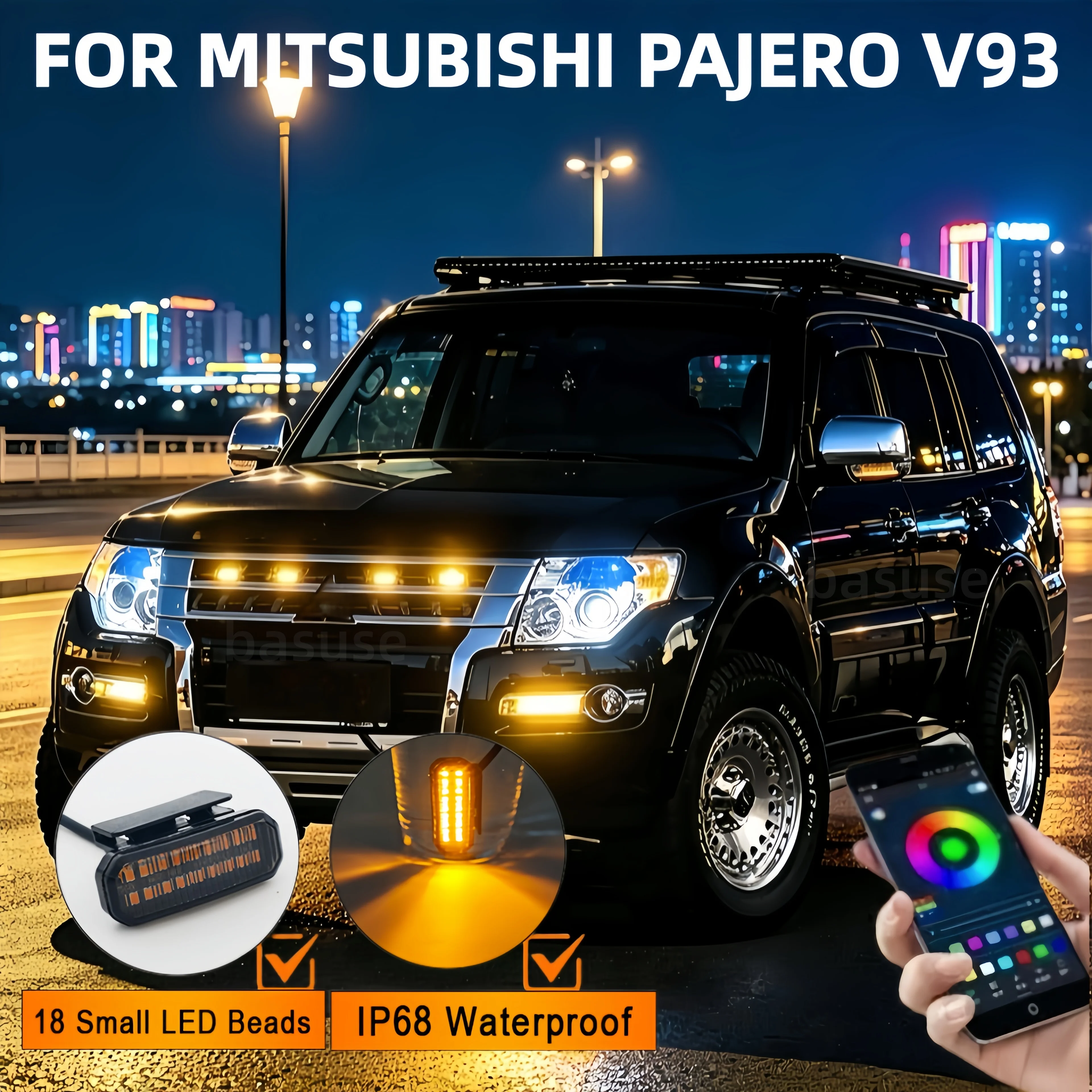 FOR MITSUBISHI PAJERO V93 18LED Front Grille Light /Driving/Position Lights Car Daytime Running Light Wheel Eyeb Car LED Signal
