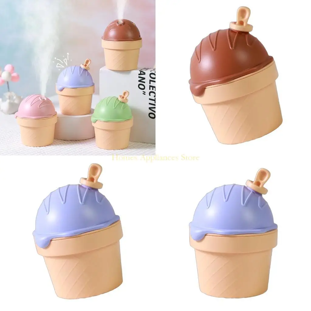 

D0AB 150ml Large Capacity Humidifier 2 Gear Misting Bedroom Desktop Ice Cream Shaped