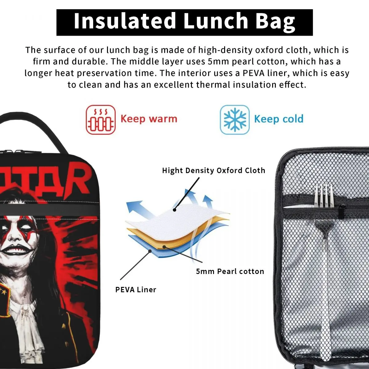 Lunch Box térmica isolada para viagens, Avatar Band, Jaeger Banda Storage Food Box, INS Trendy Cooler