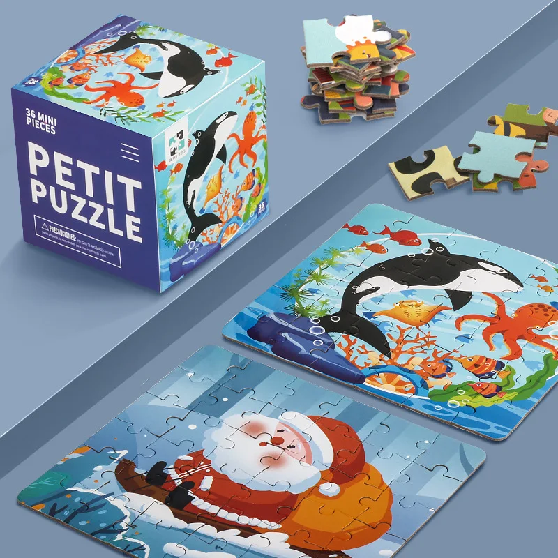 

36 Pieces of Children's Paper Mini Cartoon Puzzles Educational Toys Kindergarten Prizes Birthday Gifts English Packaging